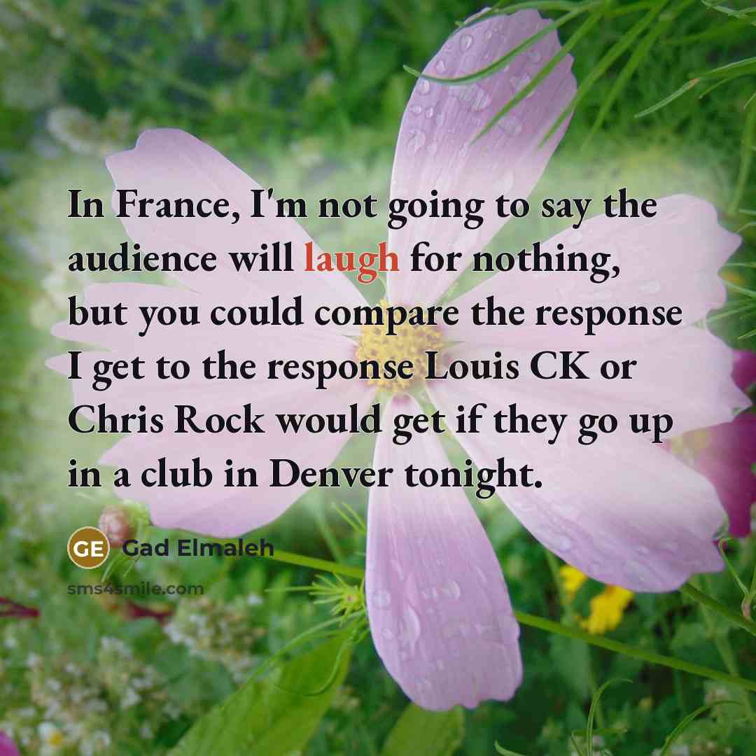 “In France, I'm not going to say the audience will…” quote by Gad Elmaleh