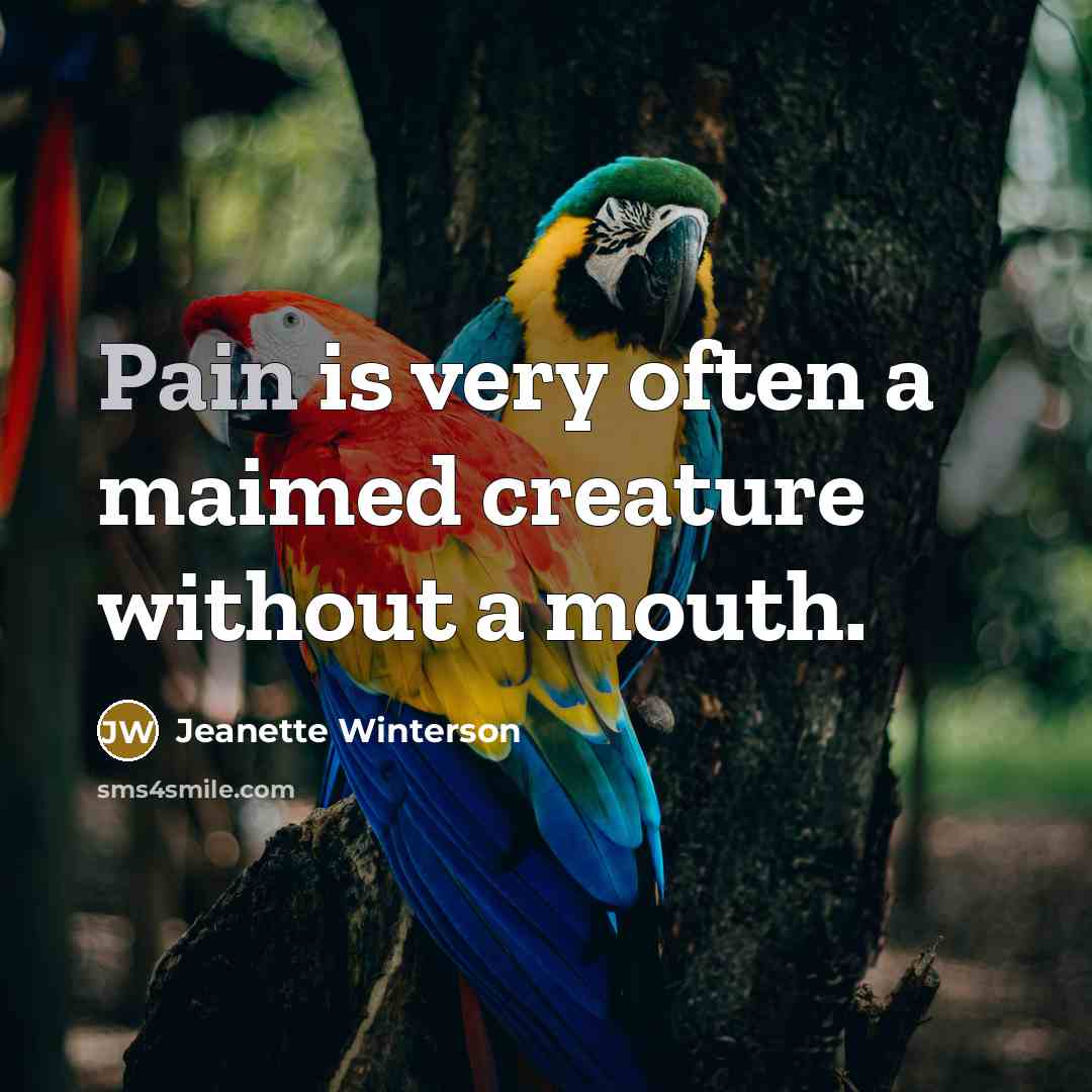 “Pain is very often a maimed creature without a mouth.…” quote by Jeanette Winterson