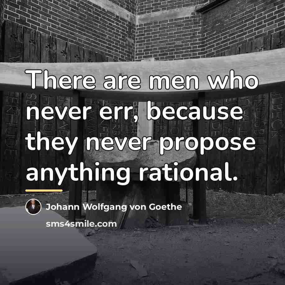 “There are men who never err, because they never propose…” quote by Johann Wolfgang von Goethe