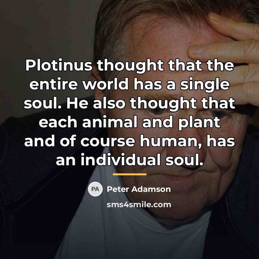 “Plotinus thought that the entire world has a single soul.…” quote by Peter Adamson