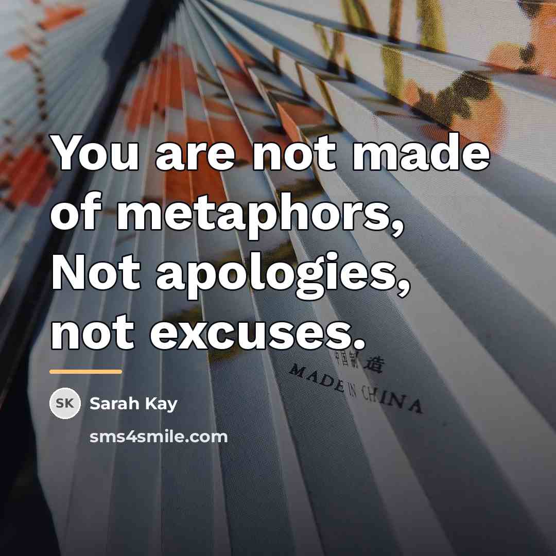 “You are not made of metaphors, Not apologies, not excuses.…” quote by Sarah Kay