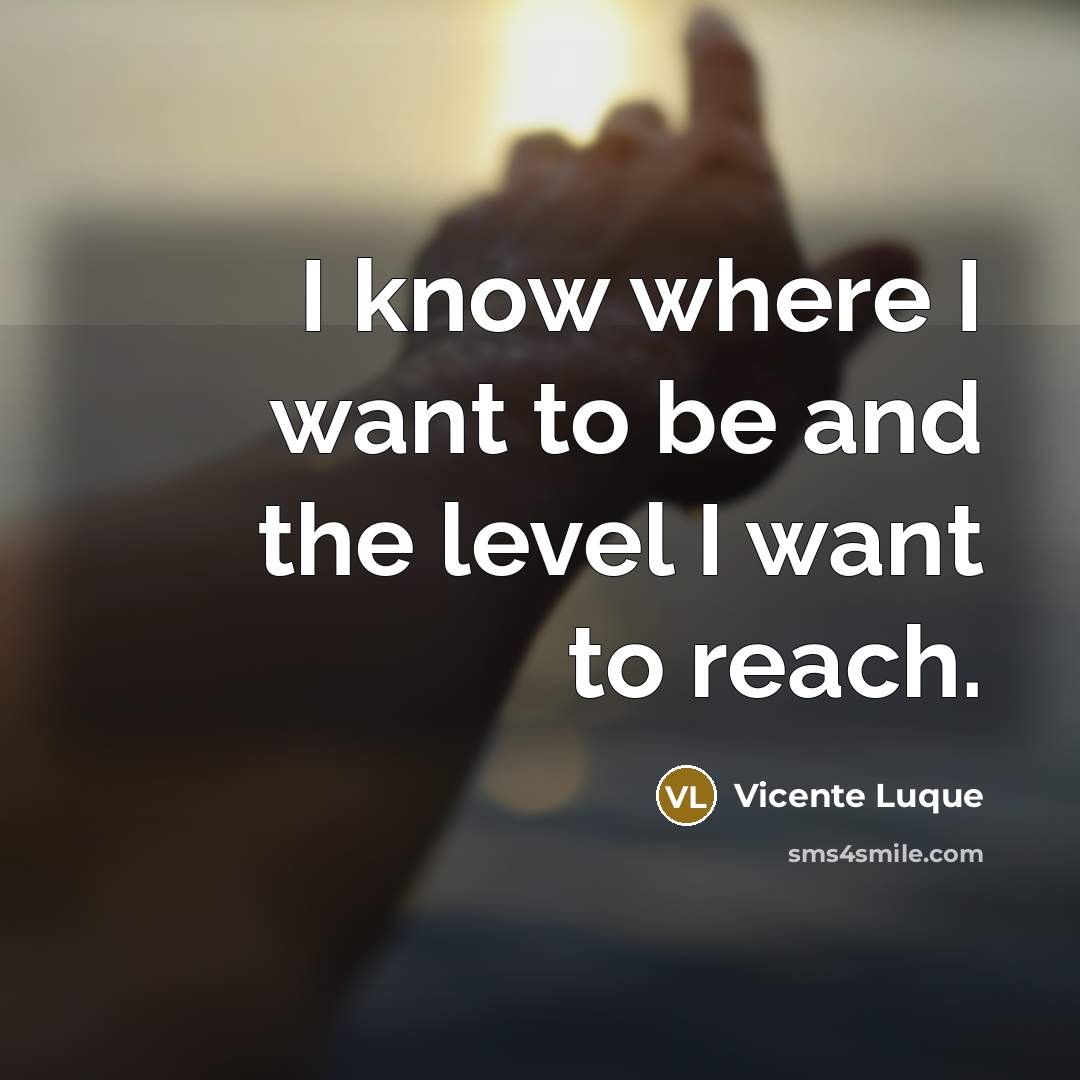 “I know where I want to be and the level…” quote by Vicente Luque
