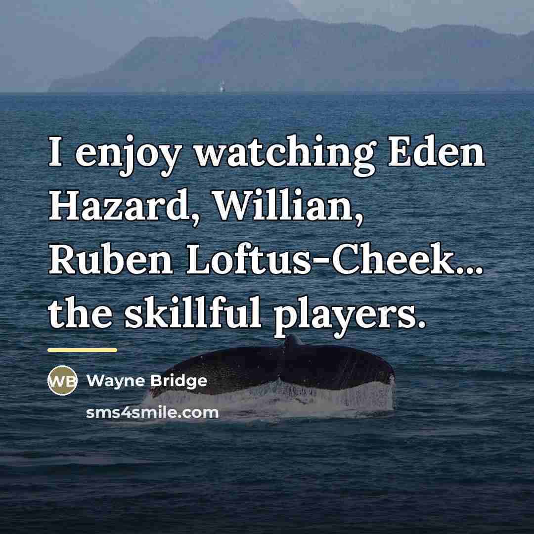 “I enjoy watching Eden Hazard, Willian, Ruben Loftus-Cheek... the skillful…” quote by Wayne Bridge