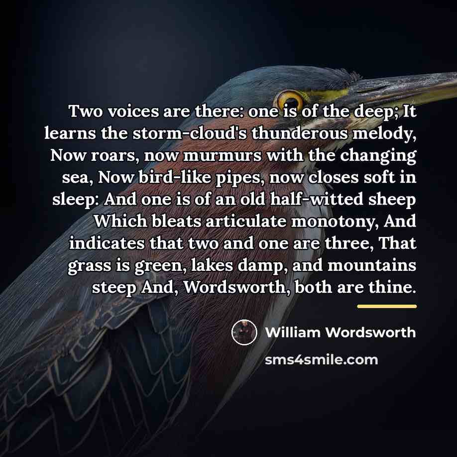 “Two voices are there: one is of the deep; It…” quote by William Wordsworth