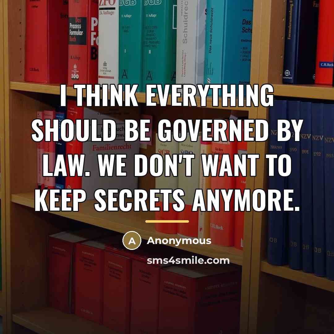 “I think everything should be governed by law. We don't…” quote by Anonymous