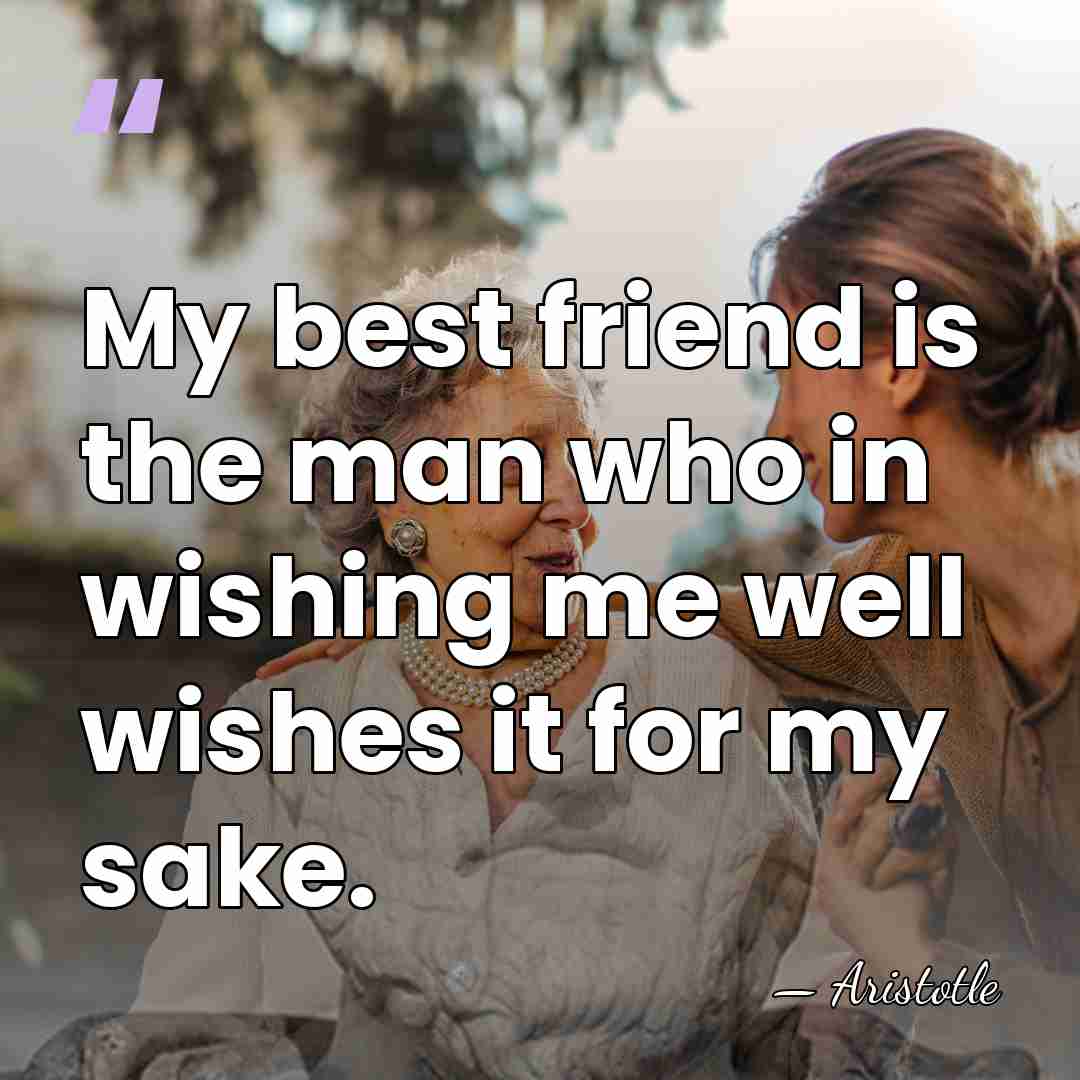 My best friend is the man who in wishing me well wishes&hellip; - Aristotle