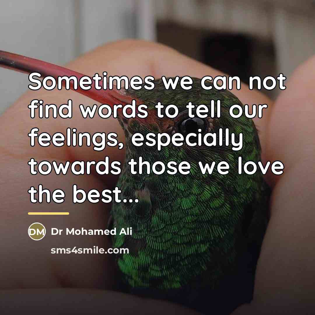 “Sometimes we can not find words to tell our feelings,…” quote by Dr Mohamed Ali