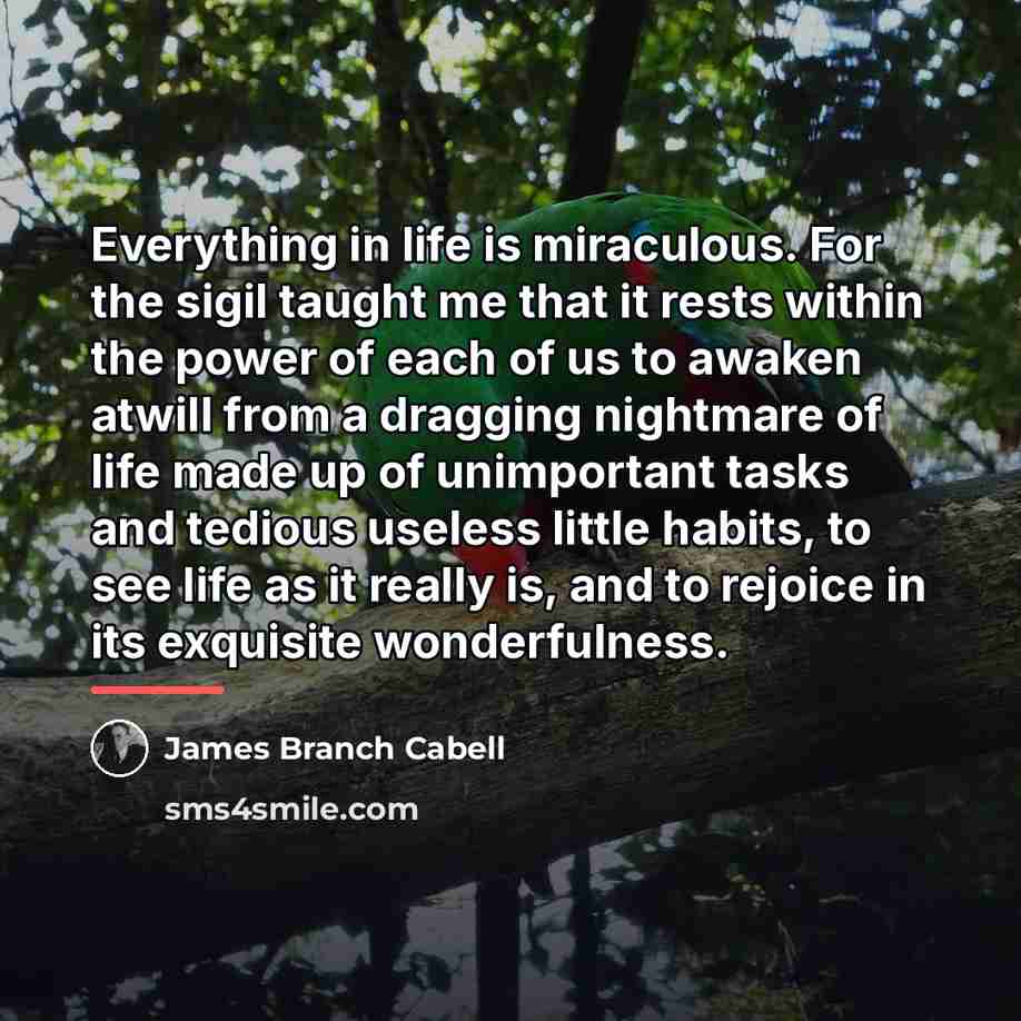 “Everything in life is miraculous. For the sigil taught me…” quote by James Branch Cabell