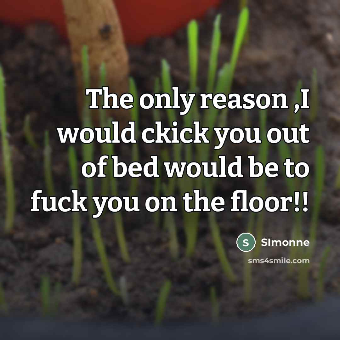 “The only reason ,I would ckick you out of bed would be to fuck you on the floor!!” quote by SImonne