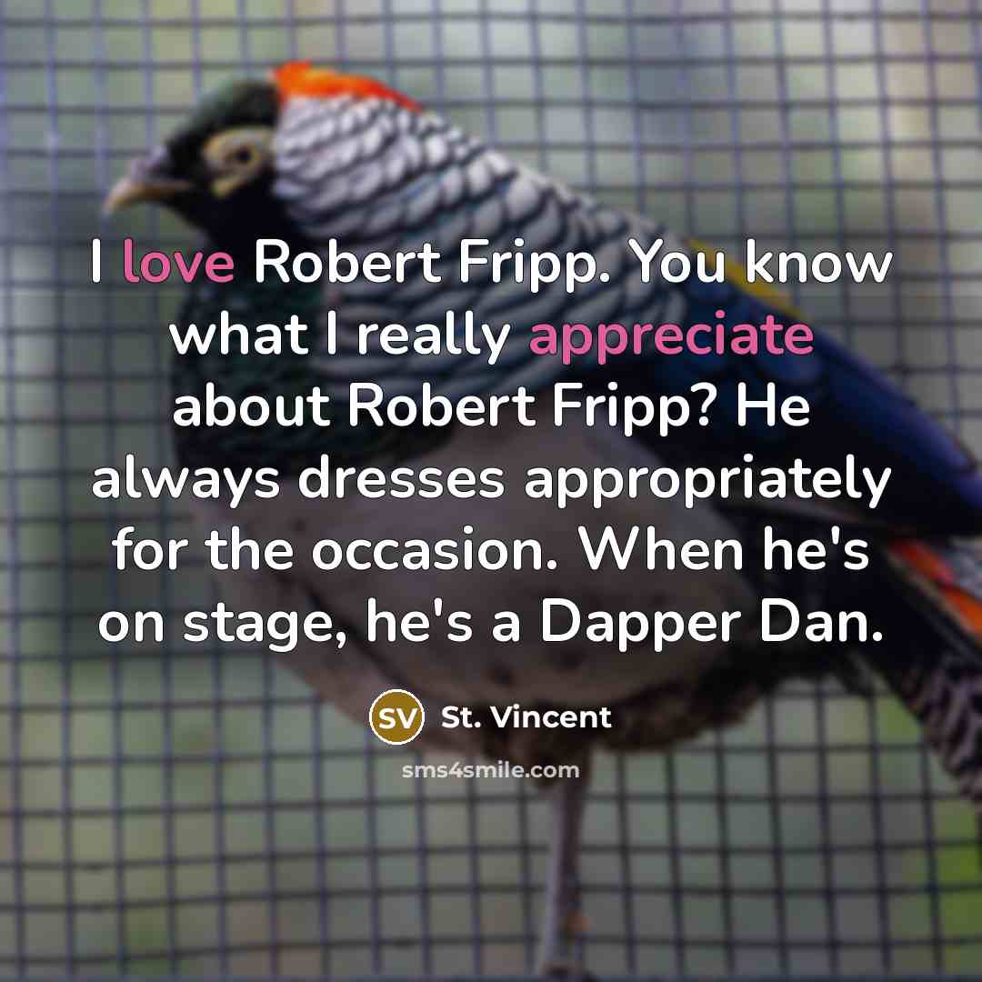 “I love Robert Fripp. You know what I really appreciate…” quote by St. Vincent