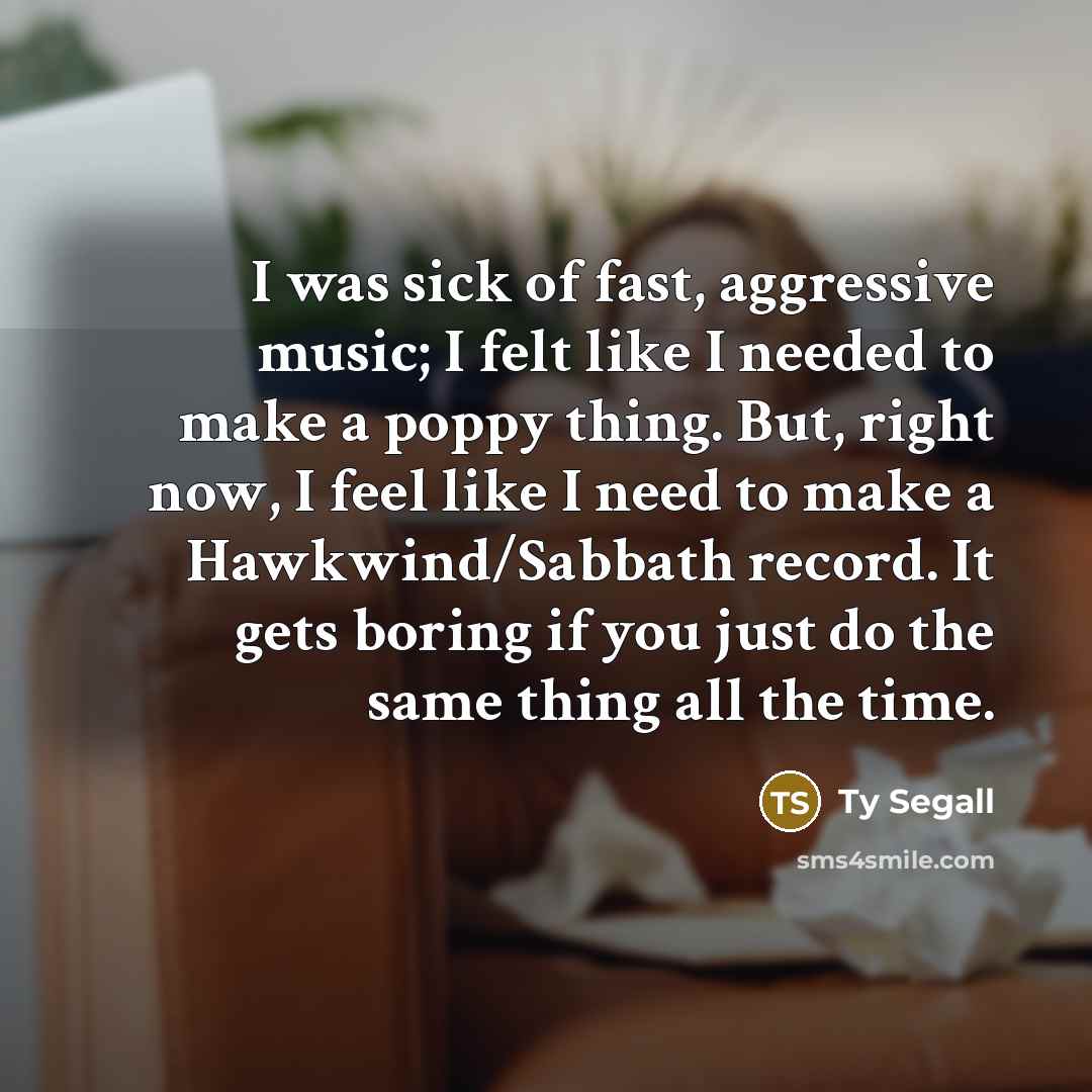 “I was sick of fast, aggressive music; I felt like…” quote by Ty Segall