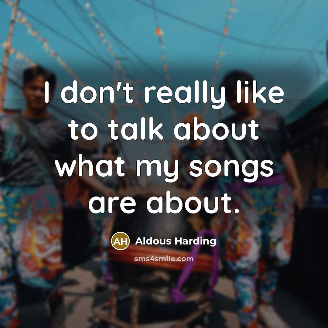 “I don't really like to talk about what my songs…” quote by Aldous Harding