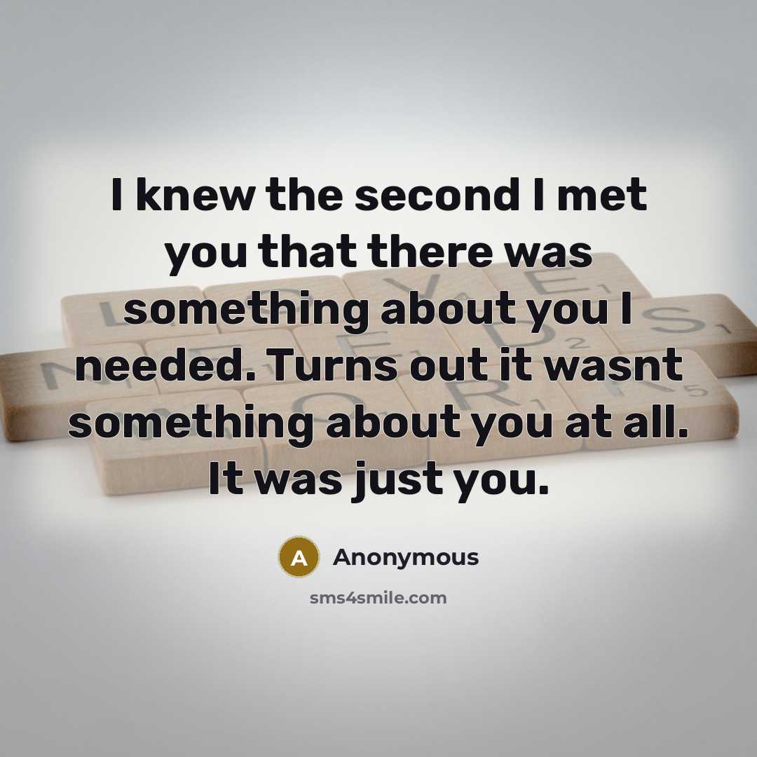 “I knew the second I met you that there was…” quote by Anonymous