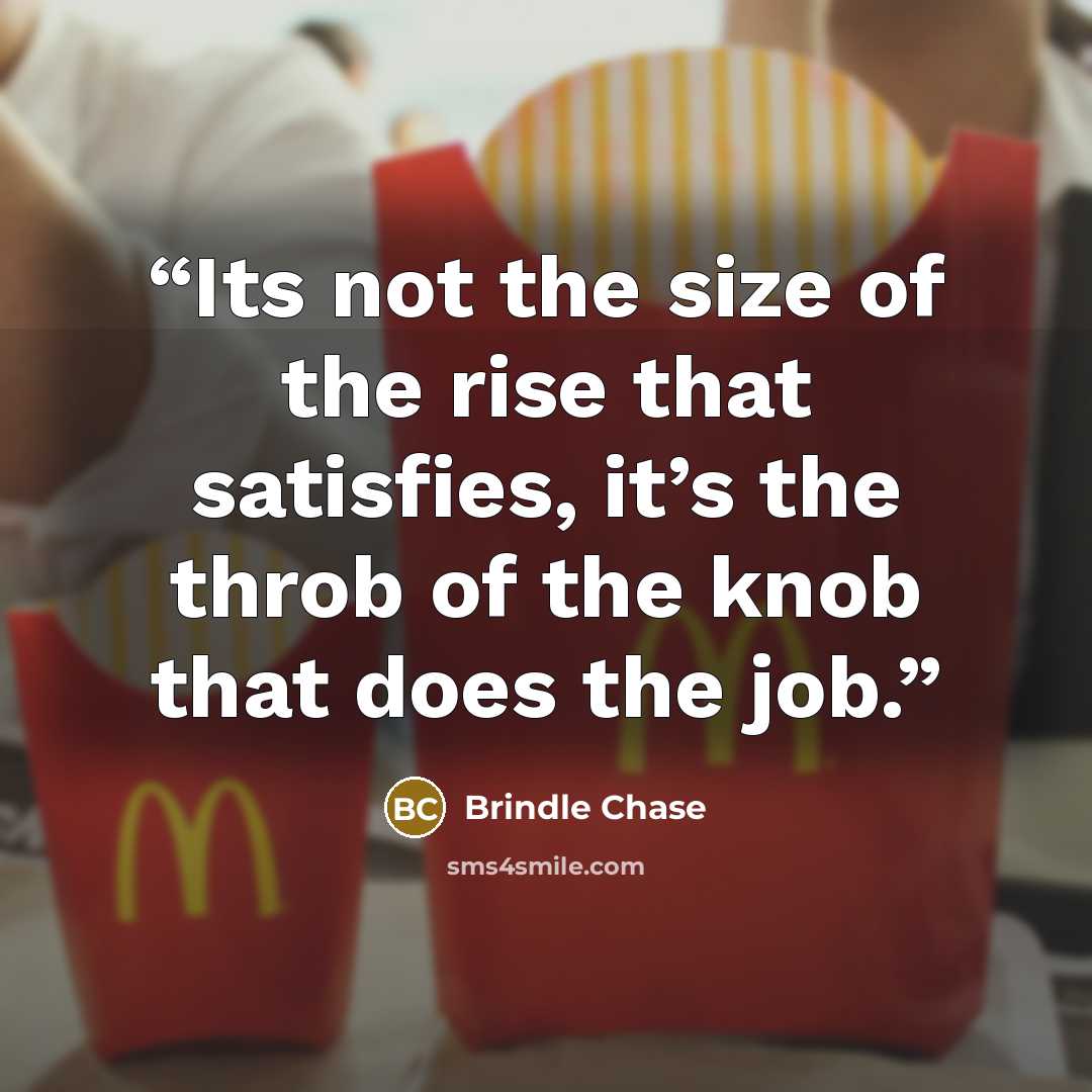 “Its not the size of the rise that satisfies, it’s the throb of the knob that does the job.” quote by Brindle Chase