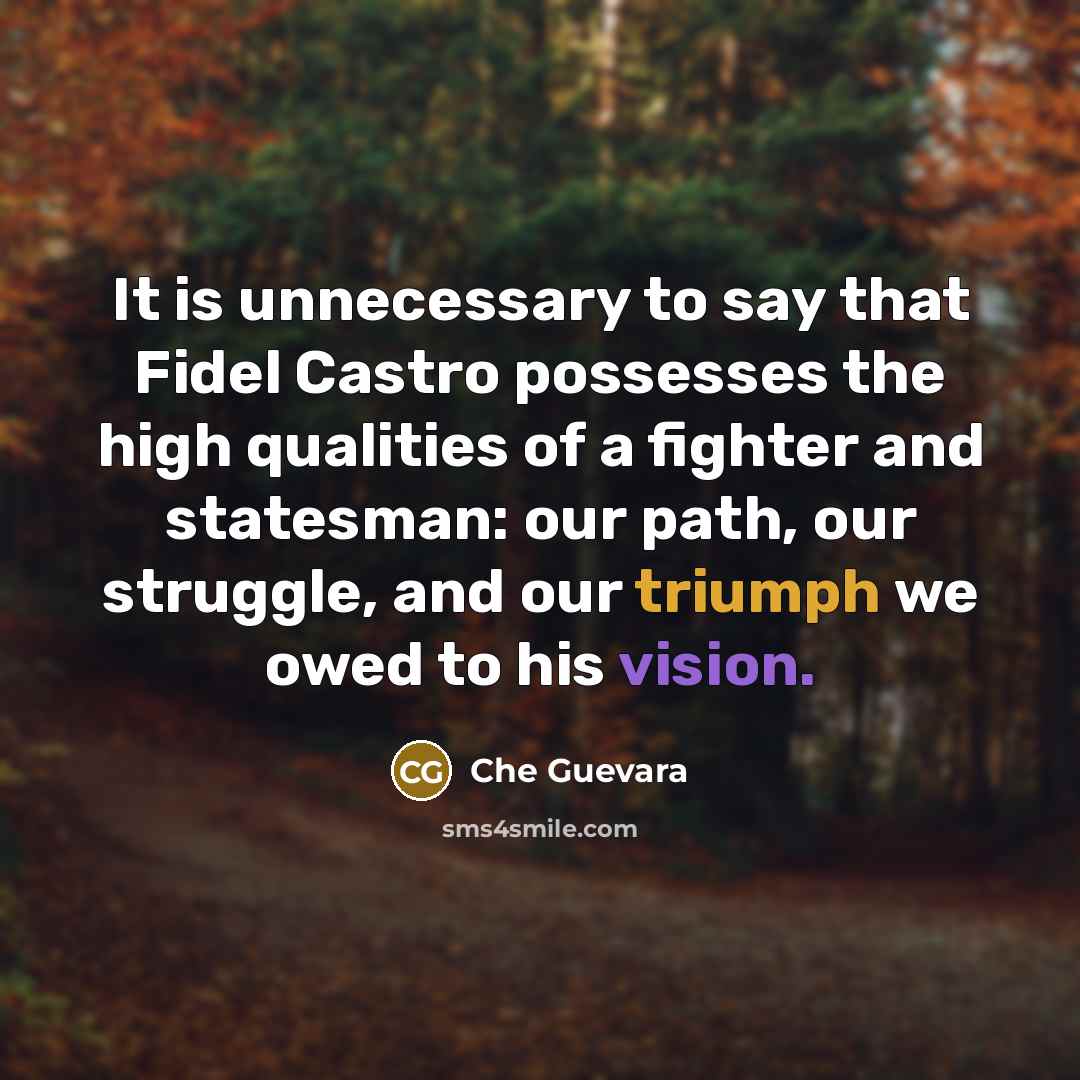 “It is unnecessary to say that Fidel Castro possesses the…” quote by Che Guevara