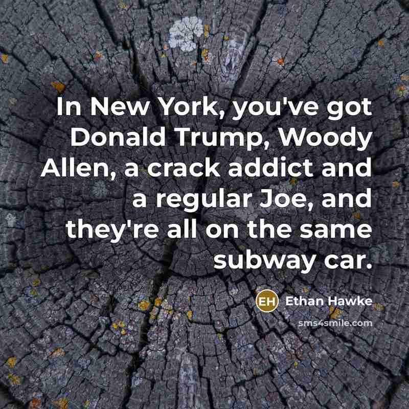 “In New York, you've got Donald Trump, Woody Allen, a…” quote by Ethan Hawke