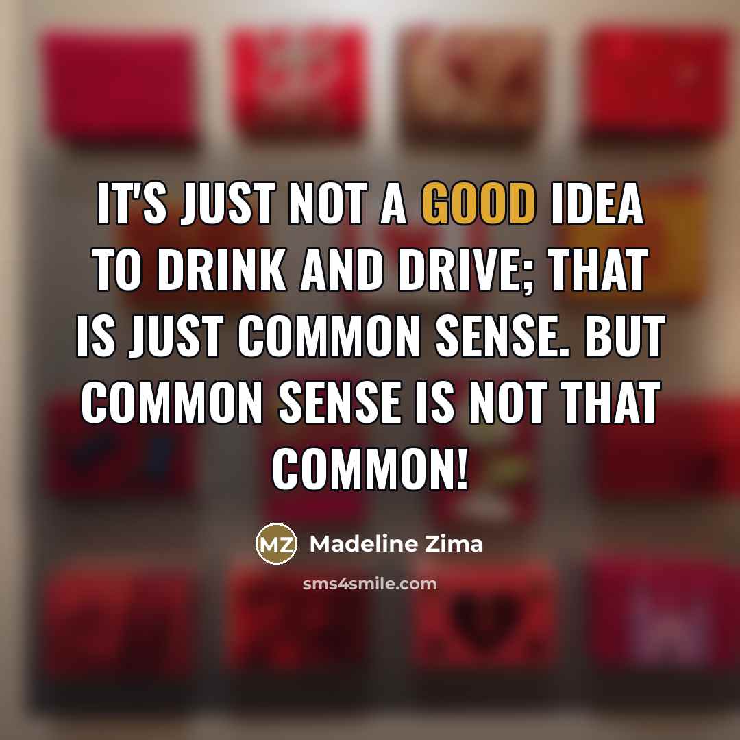 “It's just not a good idea to drink and drive;…” quote by Madeline Zima