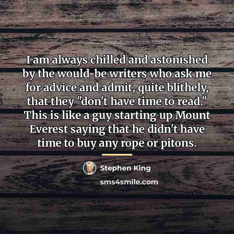 “I am always chilled and astonished by the would-be writers…” quote by Stephen King