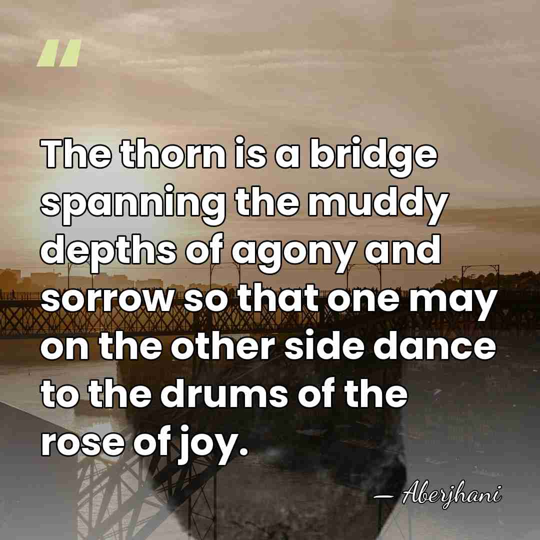 The thorn is a bridge spanning the muddy depths of agony and&hellip; - Aberjhani