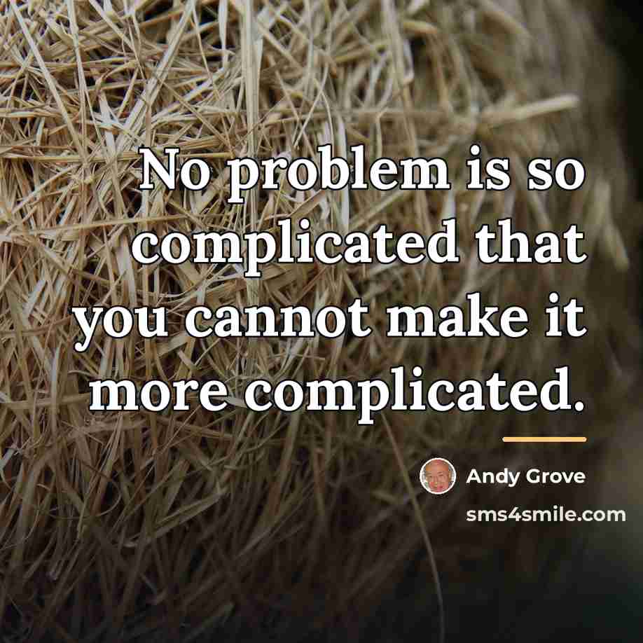 “No problem is so complicated that you cannot make it…” quote by Andy Grove