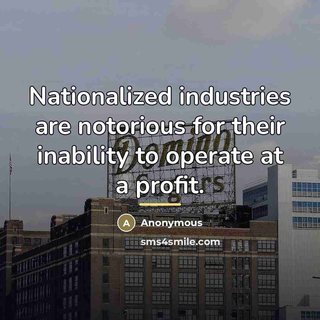 “Nationalized industries are notorious for their inability to operate at…” quote by Anonymous