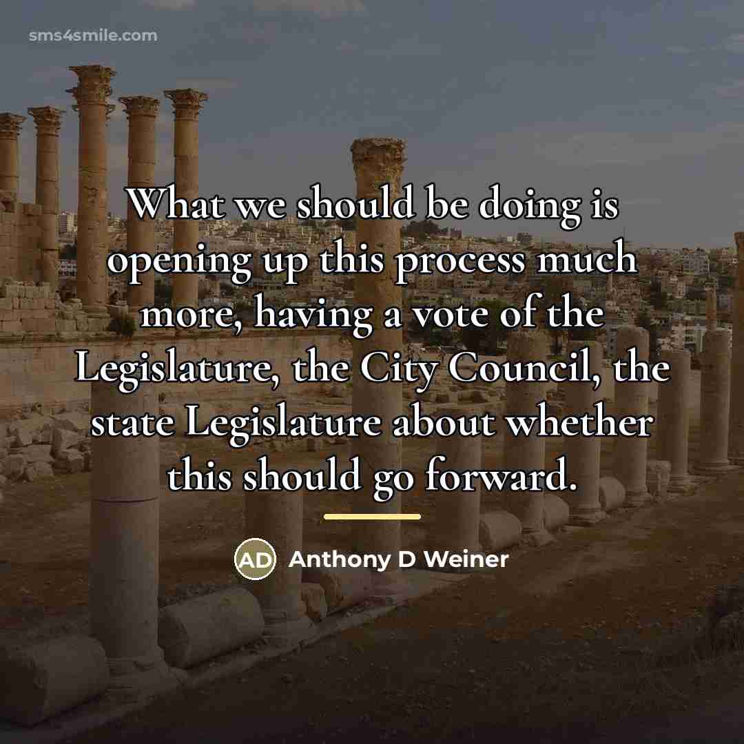 “What we should be doing is opening up this process…” quote by Anthony D Weiner