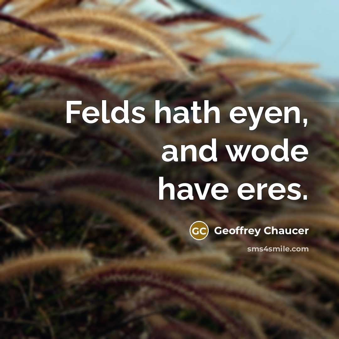 “Felds hath eyen, and wode have eres.” quote by Geoffrey Chaucer
