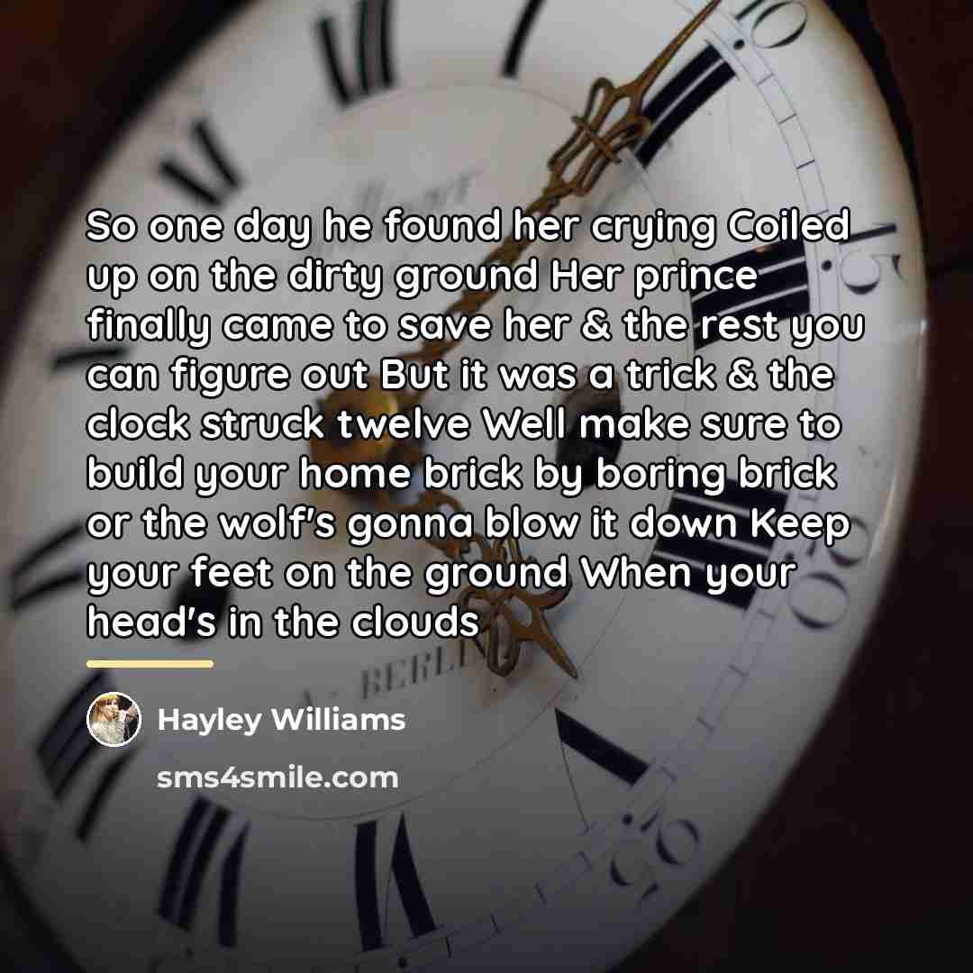 “So one day he found her crying Coiled up on…” quote by Hayley Williams