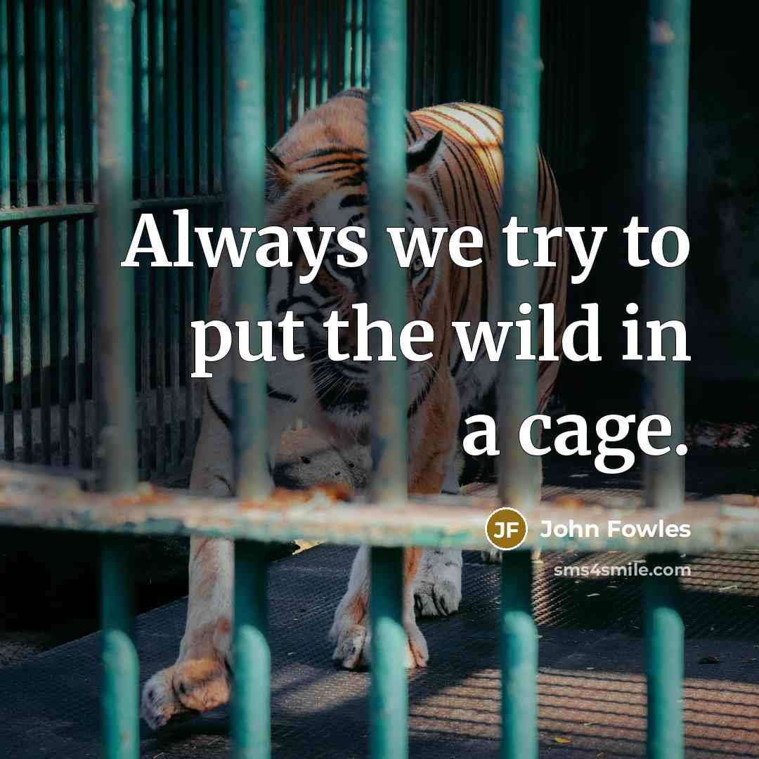 “Always we try to put the wild in a cage.…” quote by John Fowles