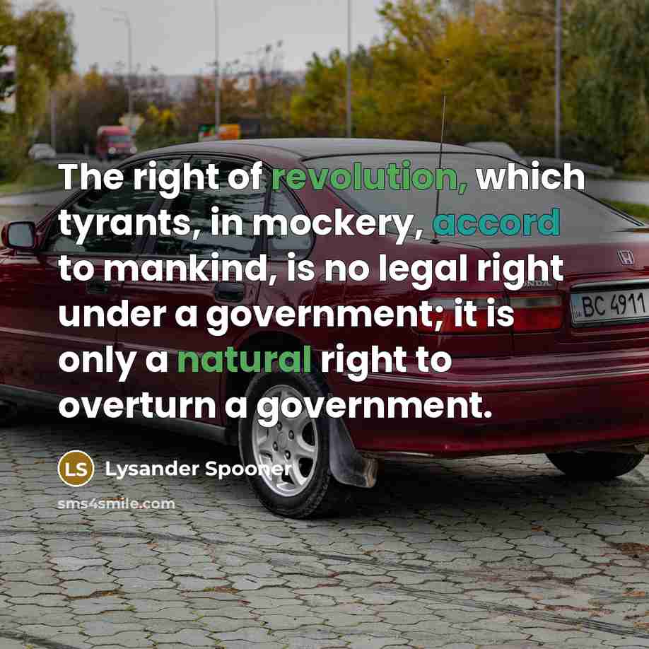 “The right of revolution, which tyrants, in mockery, accord to…” quote by Lysander Spooner