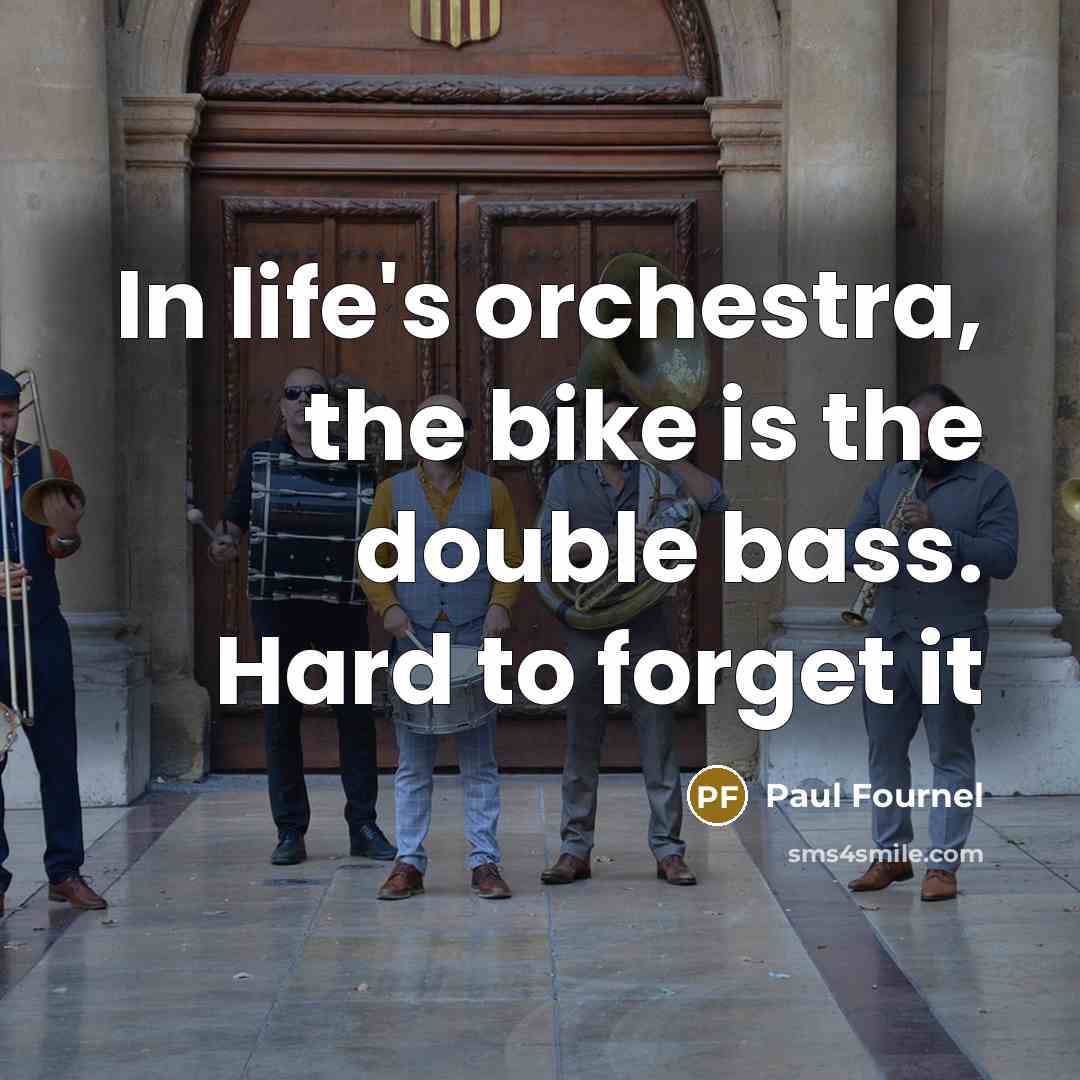 “In life's orchestra, the bike is the double bass. Hard…” quote by Paul Fournel