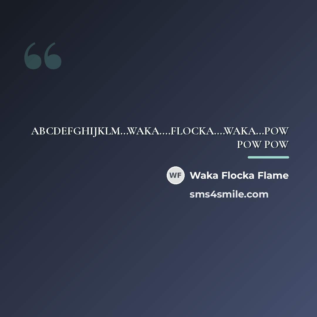 “ABCDEFGHIJKLM...WAKA....FLOCKA....WAKA...POW POW POW…” quote by Waka Flocka Flame