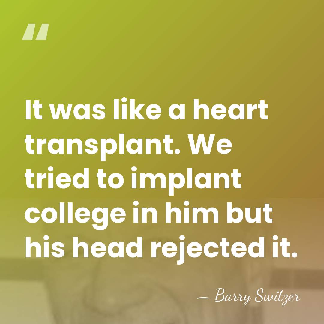 It was like a heart transplant. We tried to implant college in&hellip; - Barry Switzer