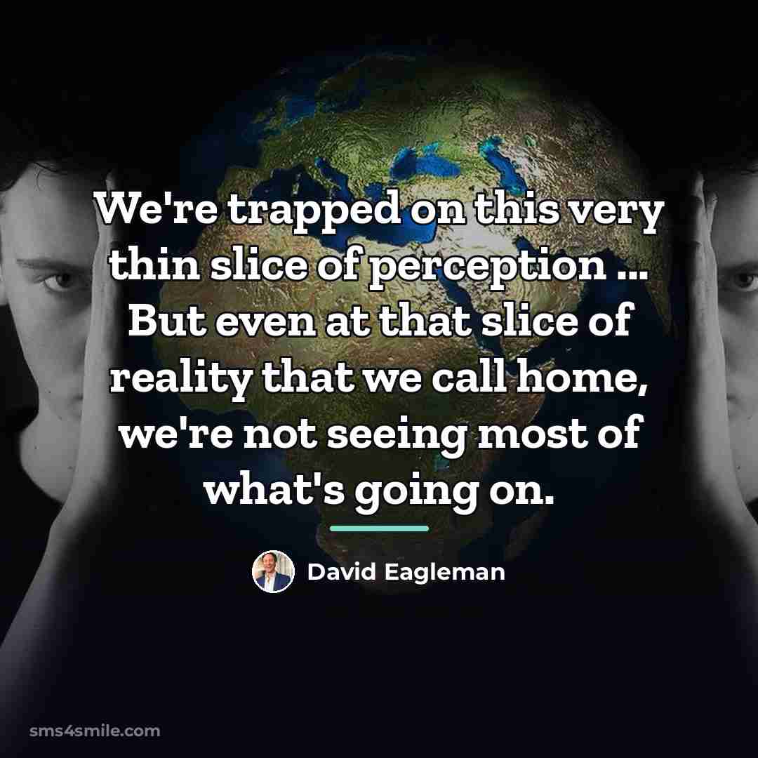 “We're trapped on this very thin slice of perception ...…” quote by David Eagleman
