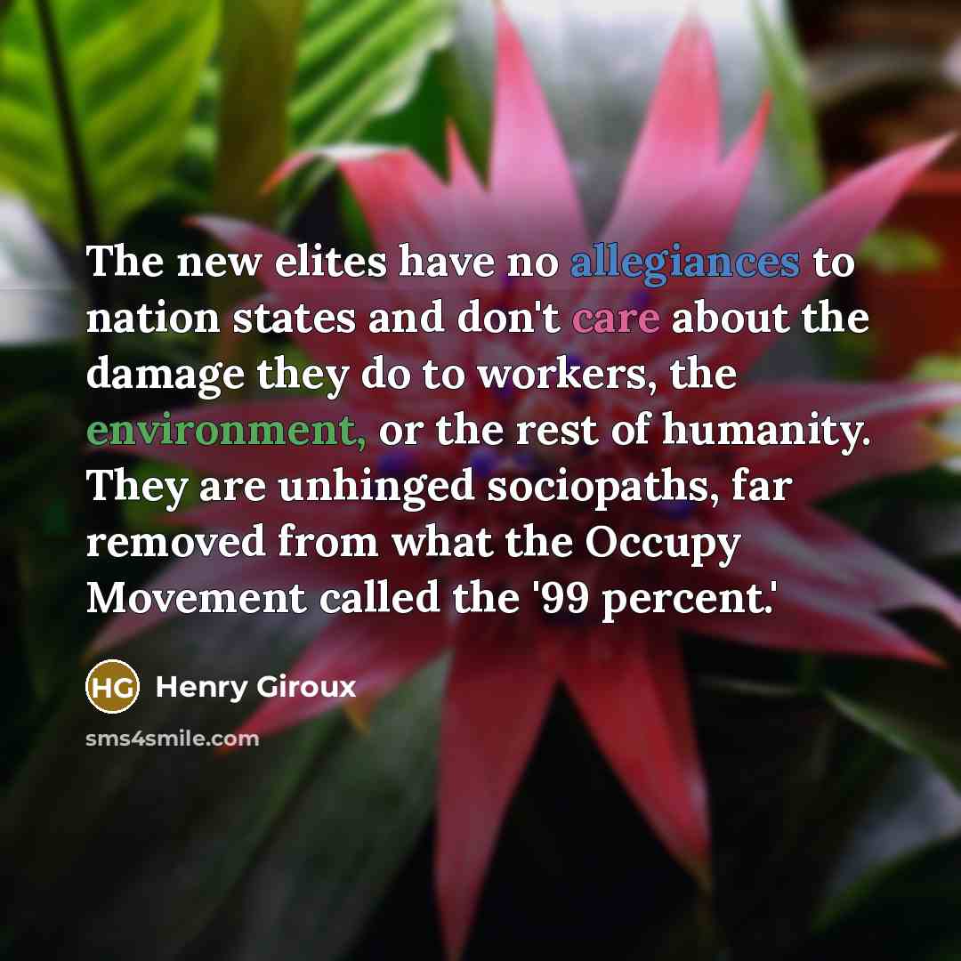 “The new elites have no allegiances to nation states and…” quote by Henry Giroux