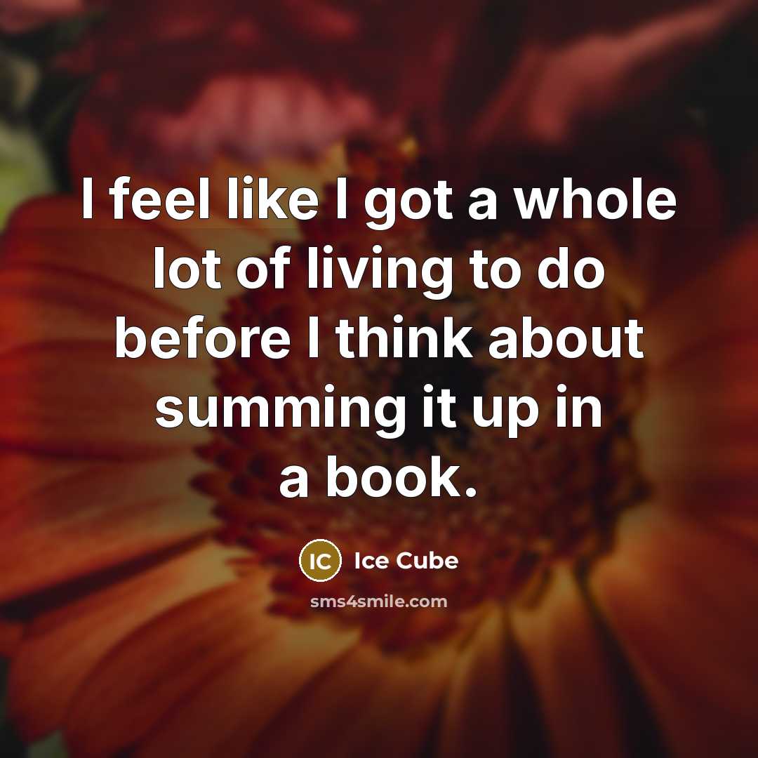 “I feel like I got a whole lot of living…” quote by Ice Cube