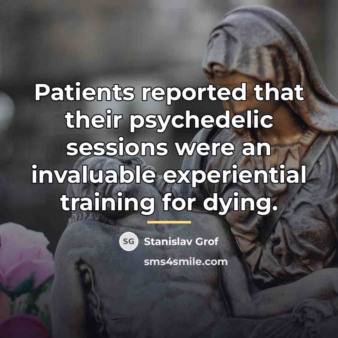 “Patients reported that their psychedelic sessions were an invaluable experiential…” quote by Stanislav Grof