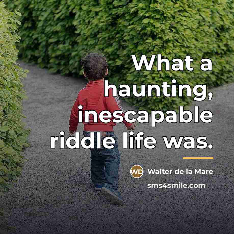 “What a haunting, inescapable riddle life was.…” quote by Walter de La Mare