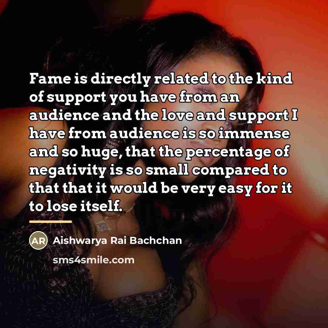 “Fame is directly related to the kind of support you…” quote by Aishwarya Rai Bachchan