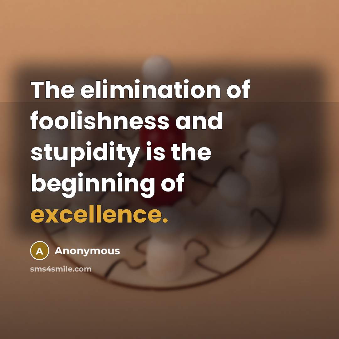 “The elimination of foolishness and stupidity is the beginning of…” quote by Anonymous
