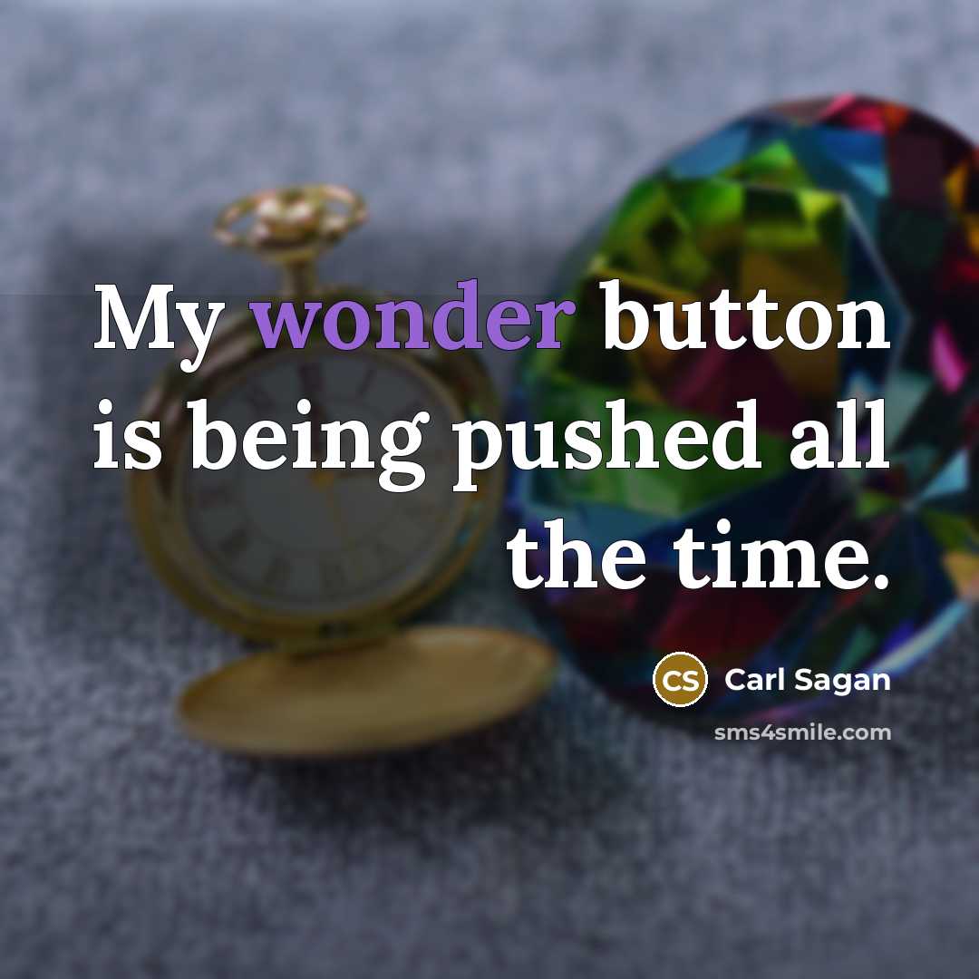 “My wonder button is being pushed all the time.…” quote by Carl Sagan