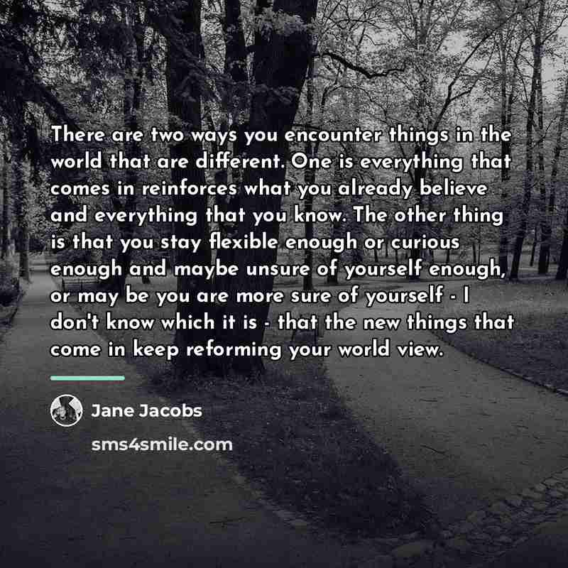 “There are two ways you encounter things in the world…” quote by Jane Jacobs