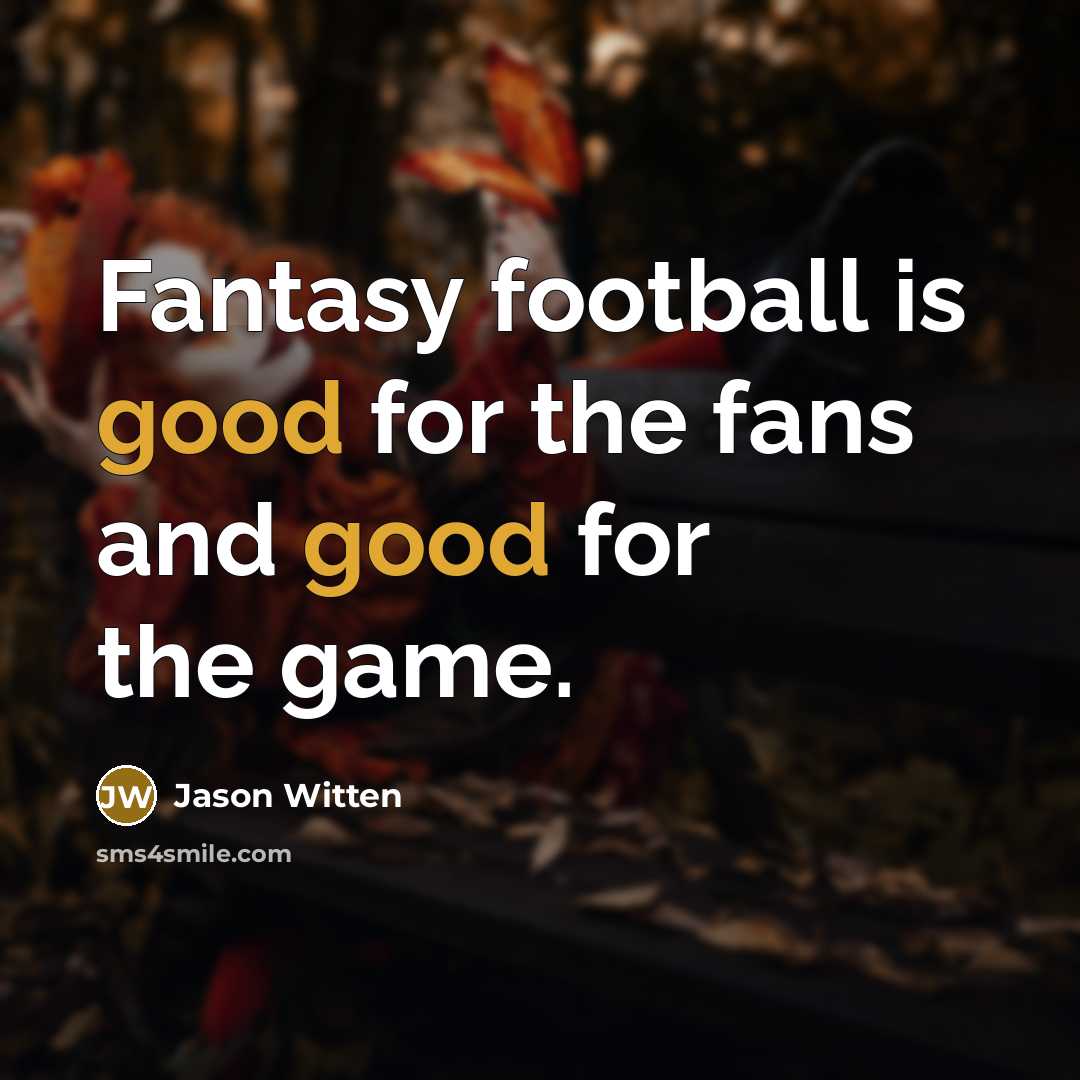 “Fantasy football is good for the fans and good for…” quote by Jason Witten