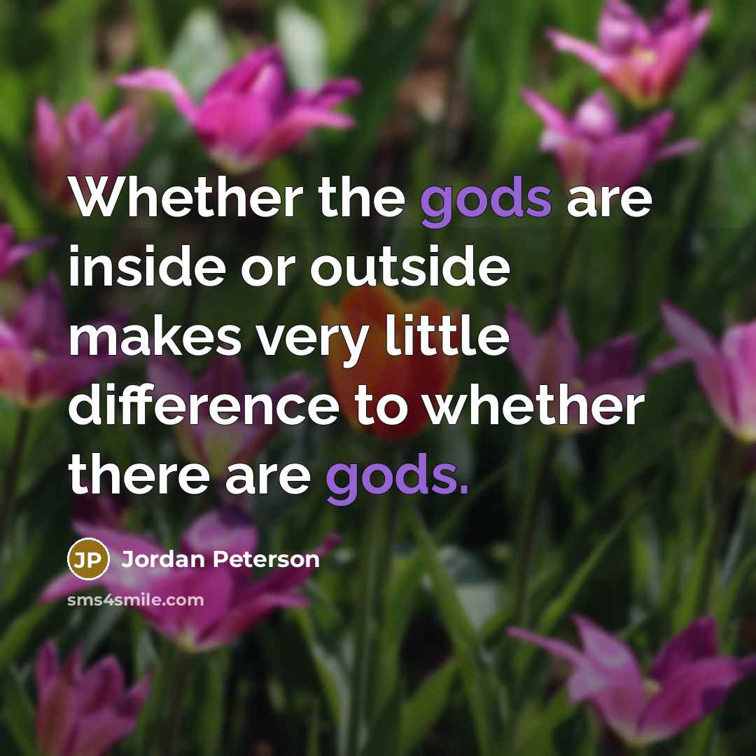 “Whether the gods are inside or outside makes very little difference to whether there are gods.” quote by Jordan Peterson
