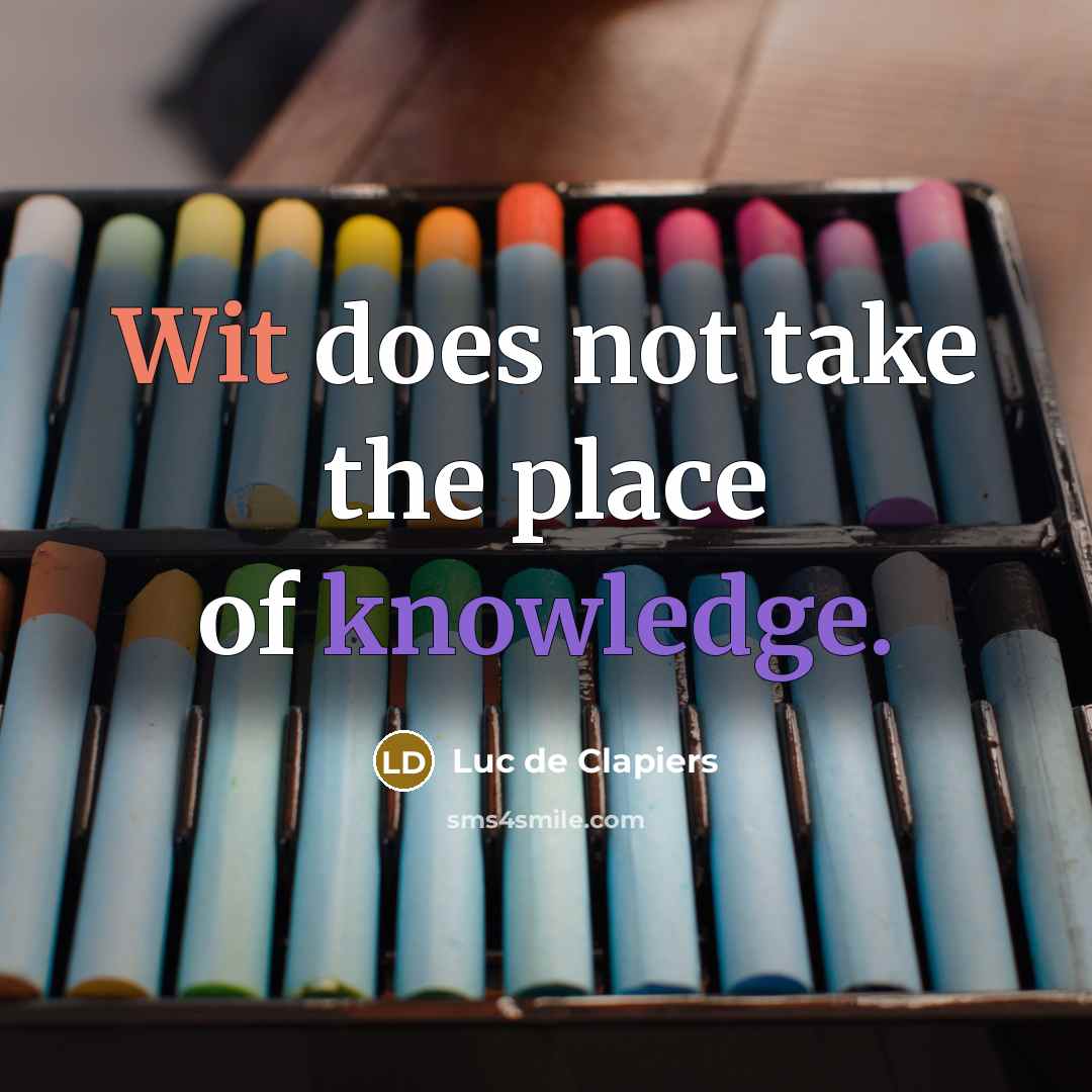 “Wit does not take the place of knowledge.…” quote by Luc de Clapiers