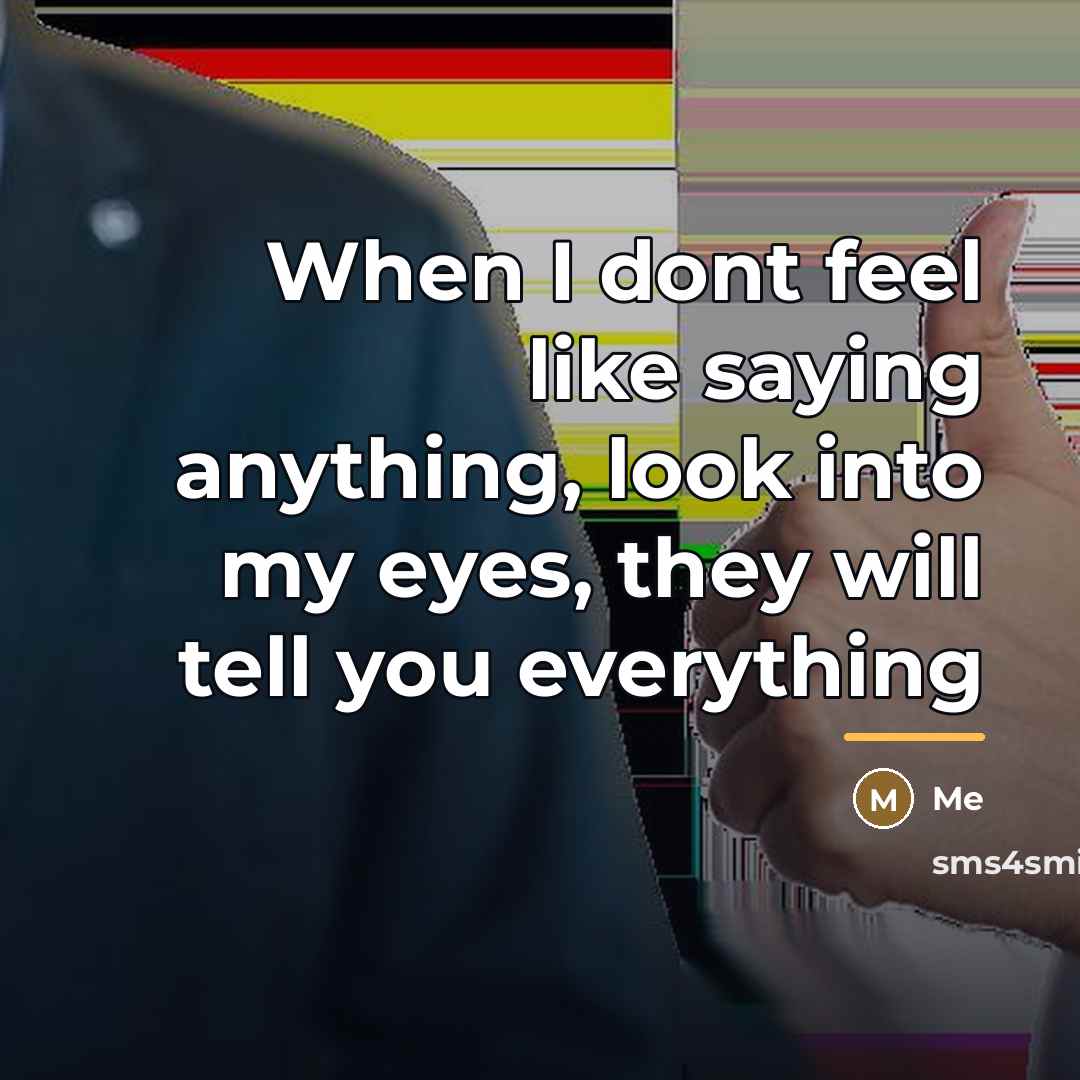 “When I dont feel like saying anything, look into my…” quote by Me