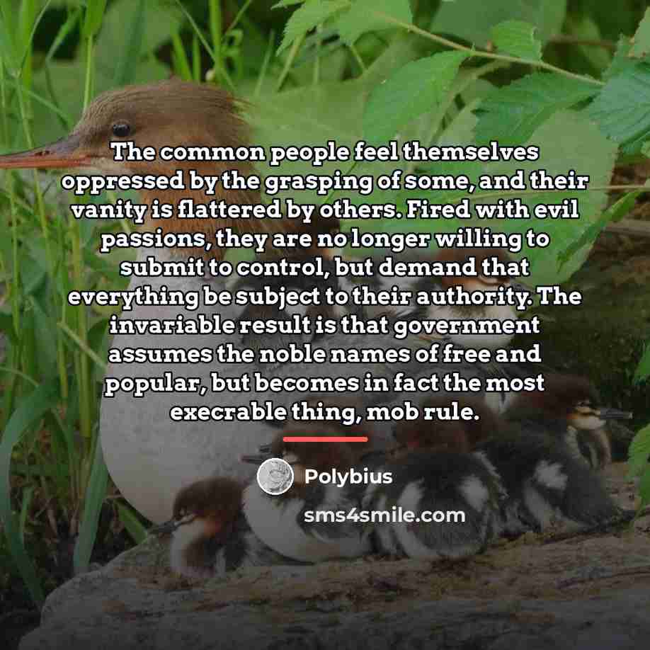 “The common people feel themselves oppressed by the grasping of…” quote by Polybius