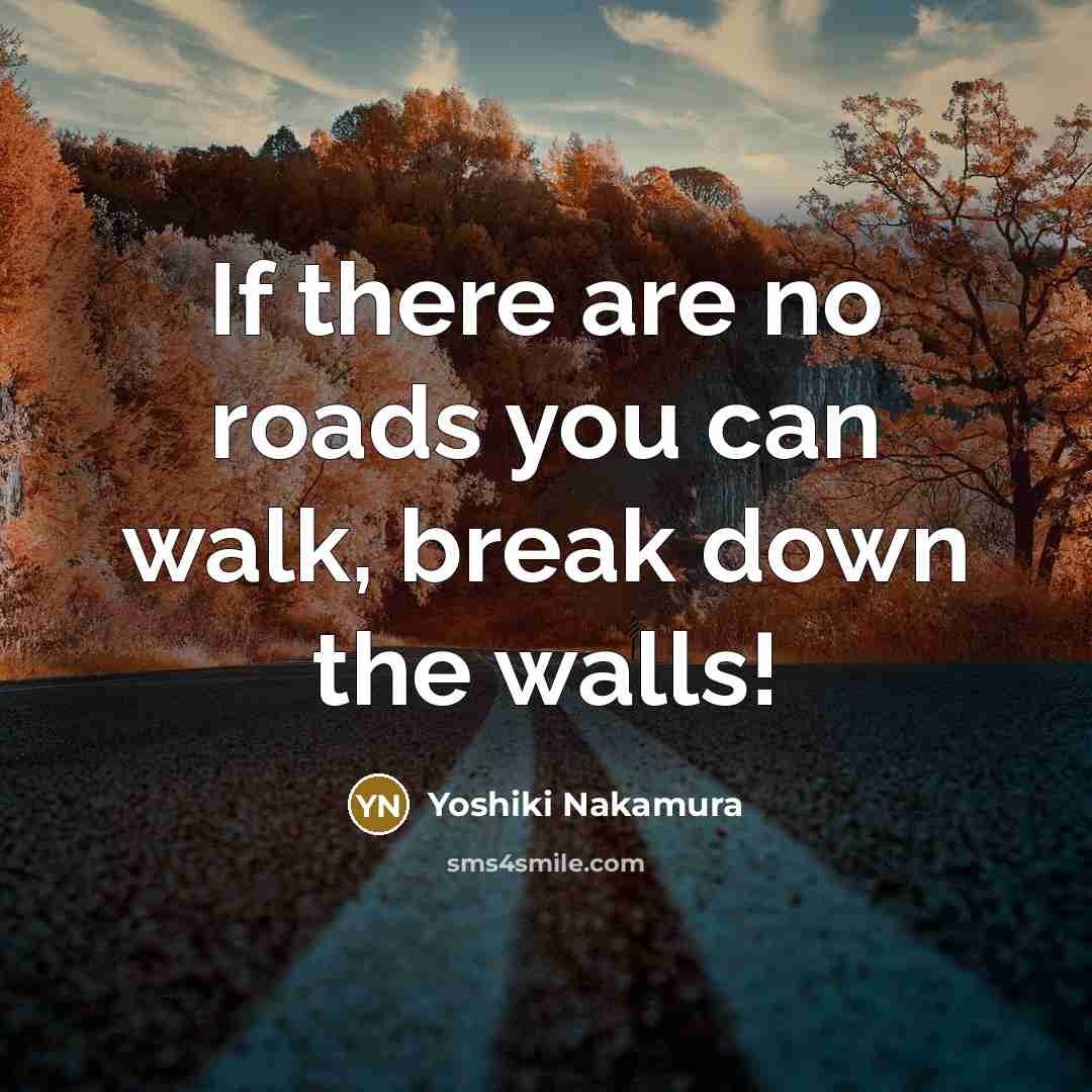 “If there are no roads you can walk, break down…” quote by Yoshiki Nakamura