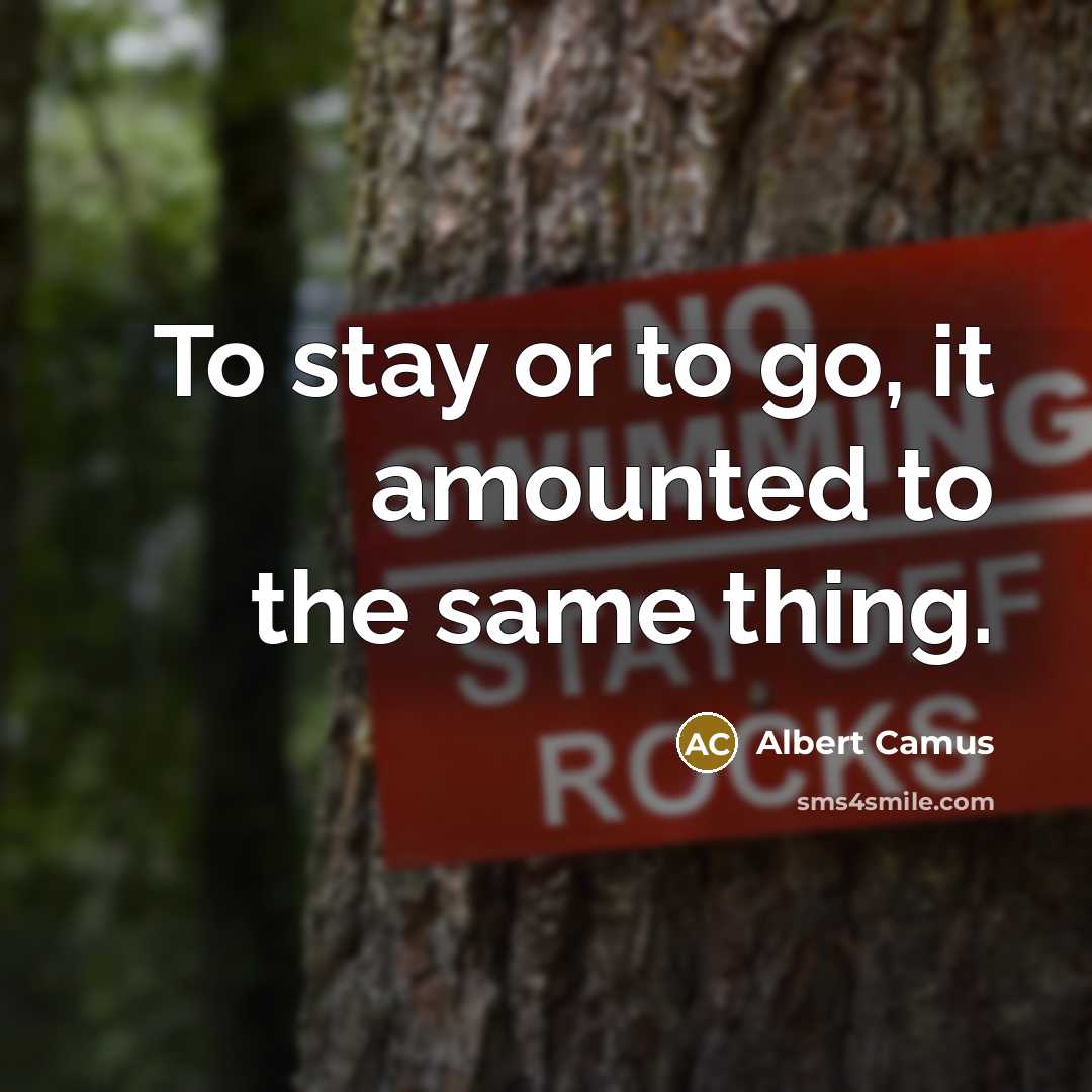 “To stay or to go, it amounted to the same…” quote by Albert Camus