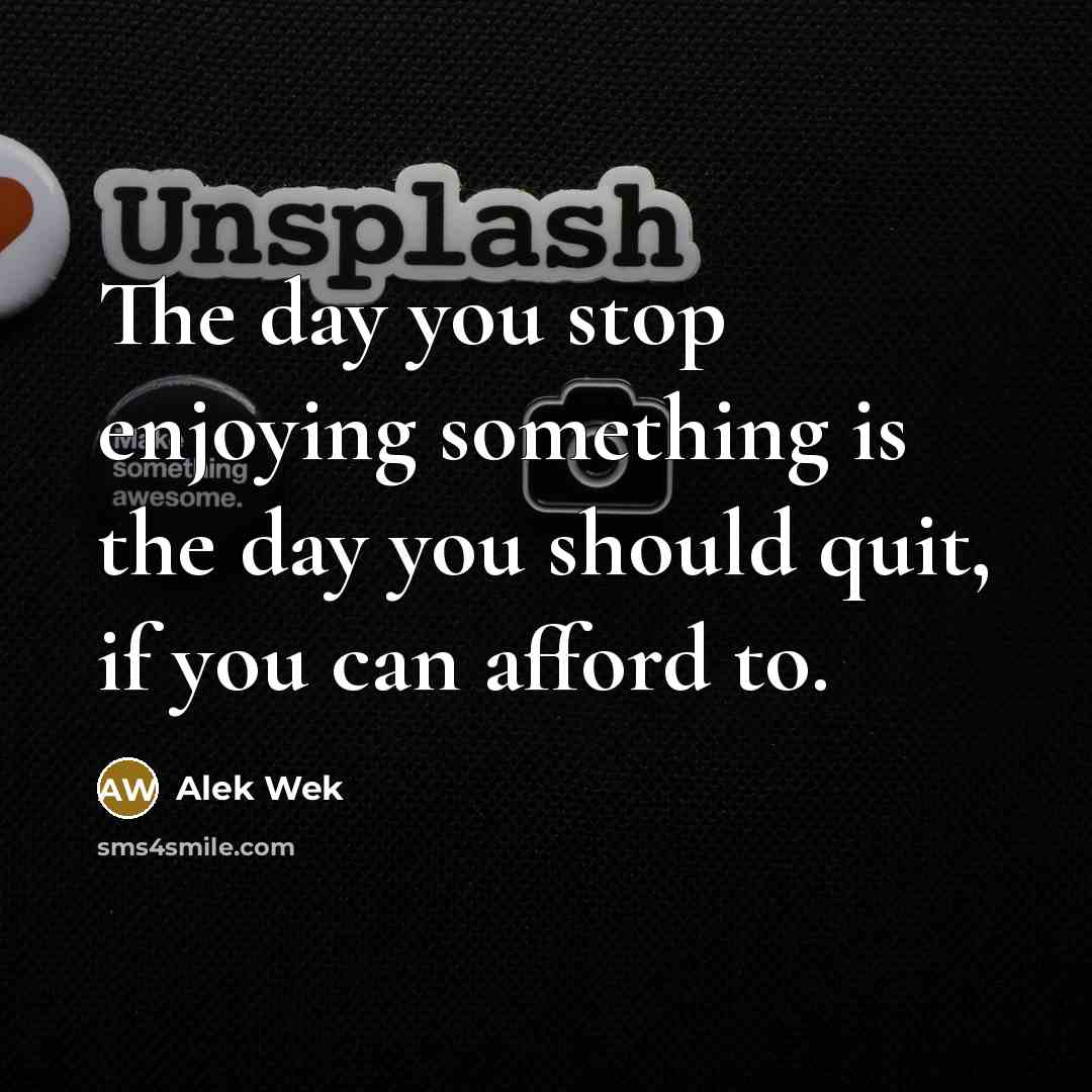 “The day you stop enjoying something is the day you…” quote by Alek Wek
